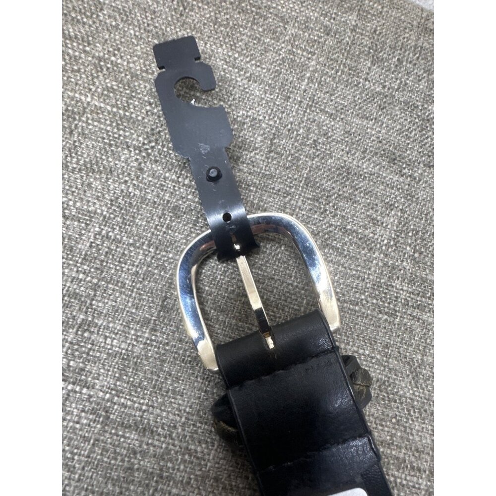 Mens Braided Black Faux Leather Belt Size S/M With Silver Buckle Dress Casual - Picture 5 of 6